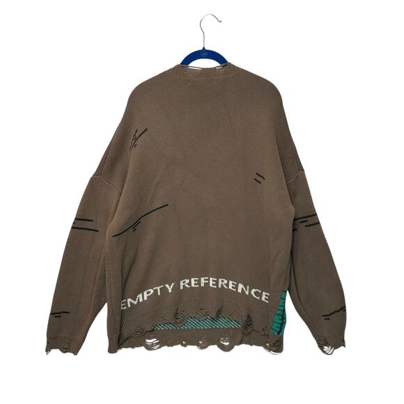 Empty Reference Daffy Duck Cashmere Blend Distressed Sweater Men's Sz L Brown - Picture 3 of 7